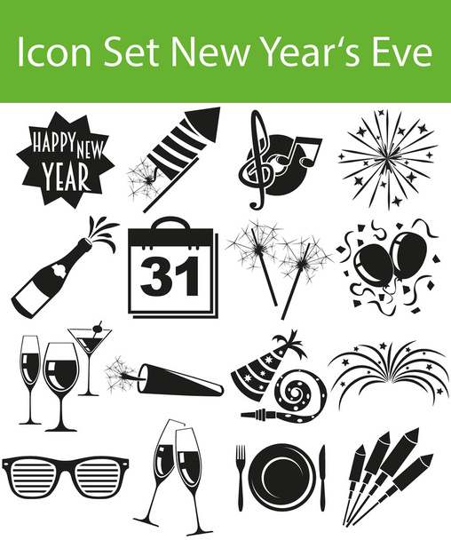 Icon Set New Year's Eve - Vector, Image