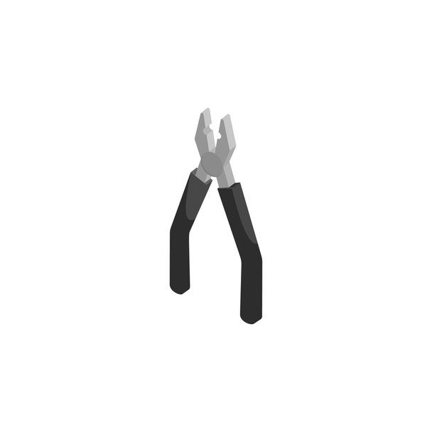 Pliers hand tool icon, black monochrome style - Vector, Image