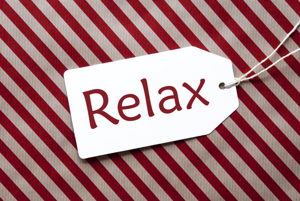 Label On Red Wrapping Paper, Text Relax - Fotó, kép