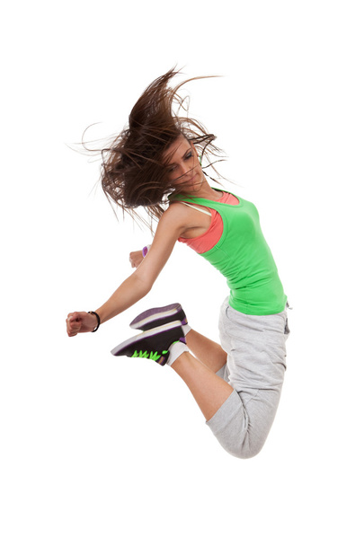 若い女性ダンサーの跳躍 - 写真・画像