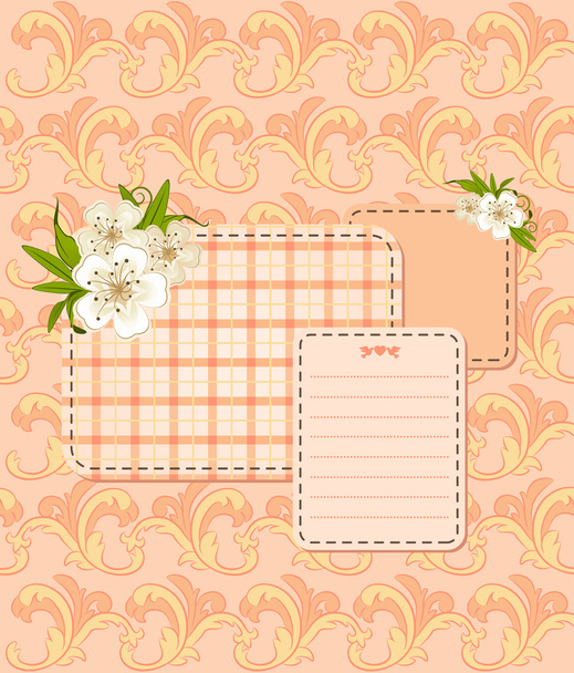 Vintage background with flowers and ornaments - Vektör, Görsel