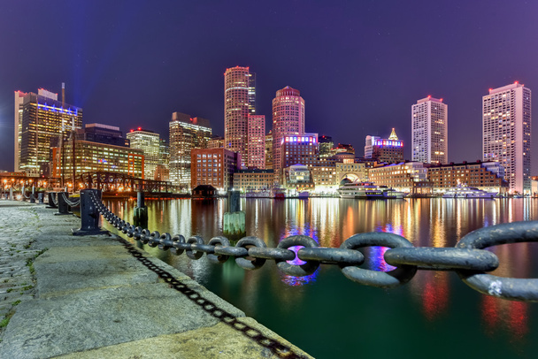 бостонский горизонт ночью - Фото, изображение