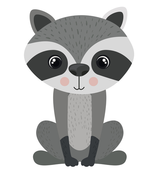 Isolated raccoon cartoon design - Vector, Image