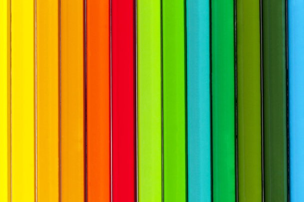Background of parallel colorful pencils, close up - Photo, Image