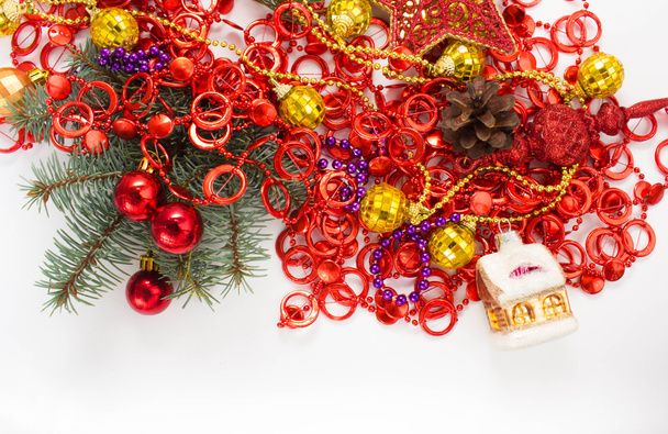 Christmas decorations on a white background. - Foto, Imagen