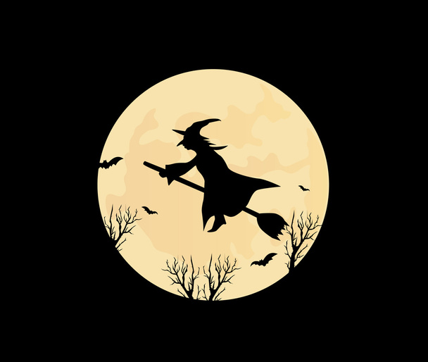 witch and the moon - Vektor, Bild