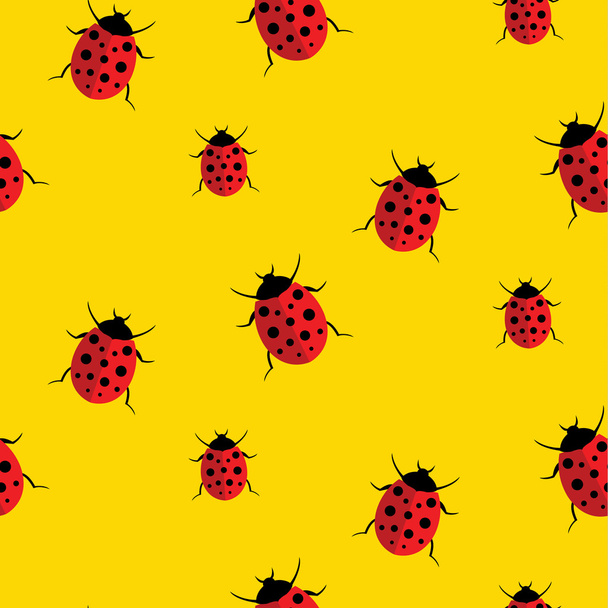 Vector seamless pattern with ladybug. Illustration for print, textile etc - Vektor, Bild