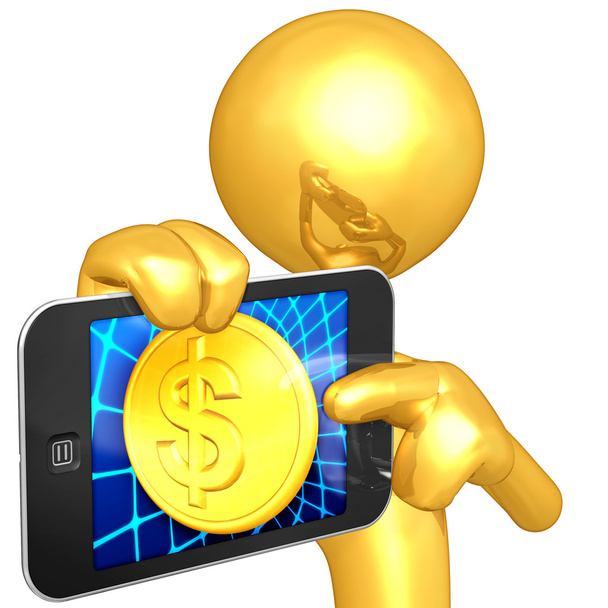 Gold Guy With Touch Screen Coin - Foto, imagen
