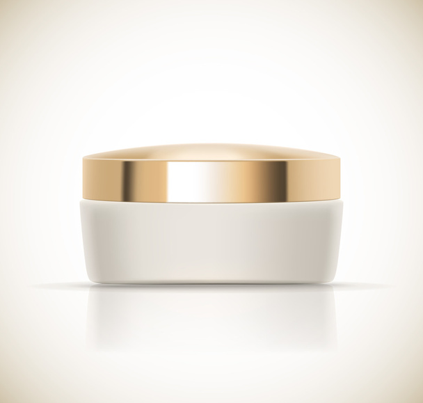 Luxury cosmetic packaging with gold cap and blank space - Wektor, obraz