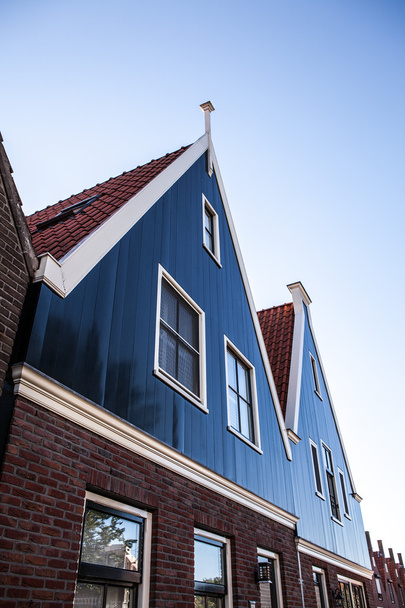 Tradiční domy & ulice v Holandsku města Volendam, Nizozemsko. - Fotografie, Obrázek