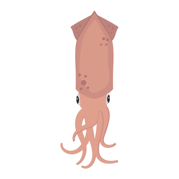 Vector squid cartoon illustration. - Vector, Imagen