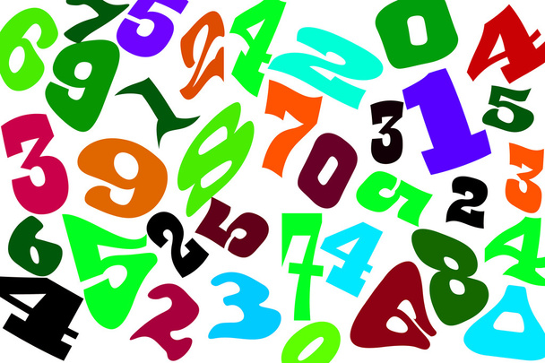 The numbers of different fonts on a white background . - 写真・画像