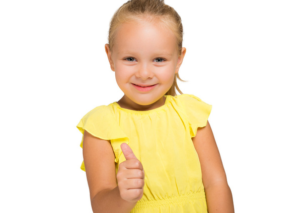 Little girl with blond hair making ok sign - Foto, immagini