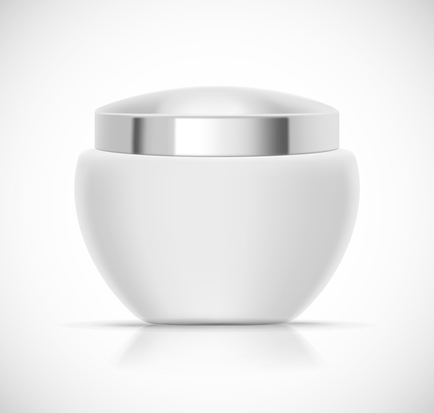 Luxury cosmetic packaging with silver cap and blank space - Vektori, kuva