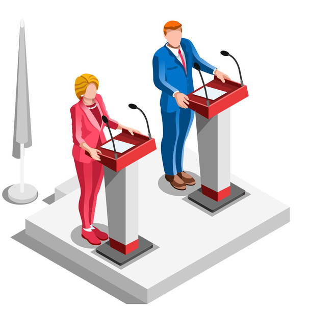 Election Infographic Politics Argue Vector Isometric People - Вектор,изображение