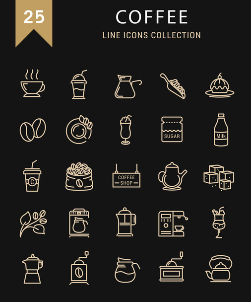 Set vectoriel ligne plate icônes café
 - Vecteur, image