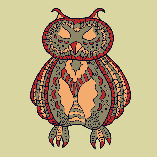 Decorative sleeping owl - Вектор,изображение