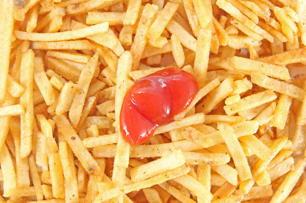 Close up of french fries and ketchup - Photo, Image