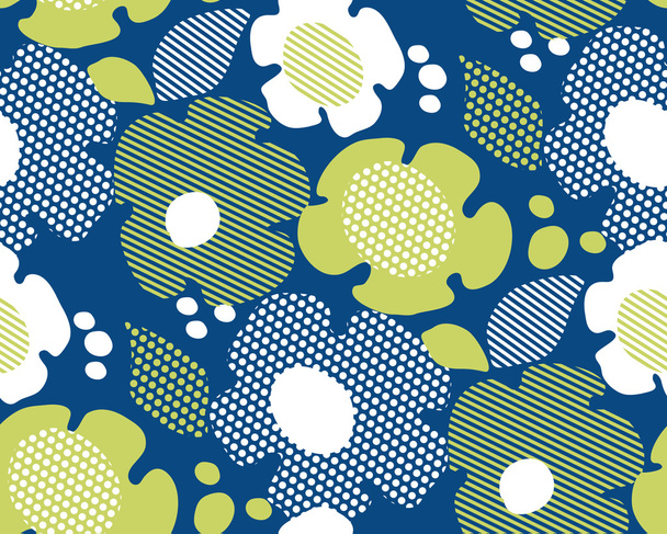 abstract summer floral seamless pattern in blue and green colors - Vector, Imagen