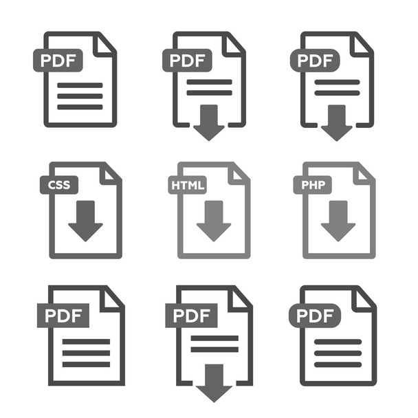 PDF fájl letöltés ikonra. Szöveg, webes szimbólum - Vektor, kép