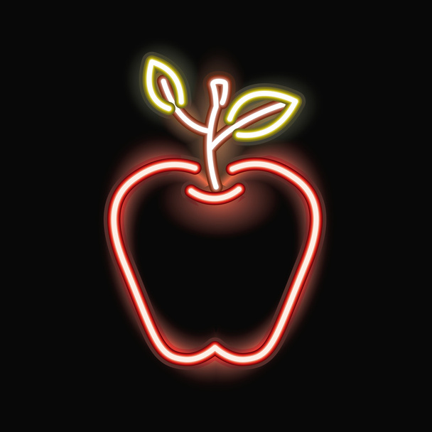 Ikone der neonfarbenen Apfelsilhouette - Vektor, Bild