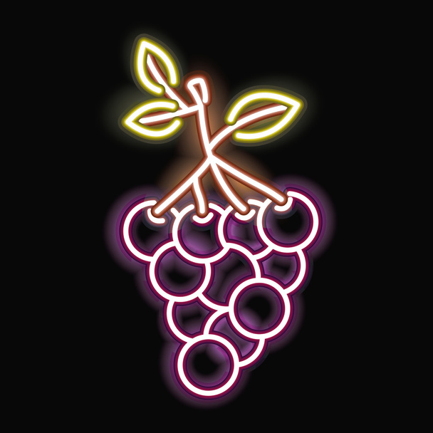 Neon grapes silhouette icon - Vector, Image