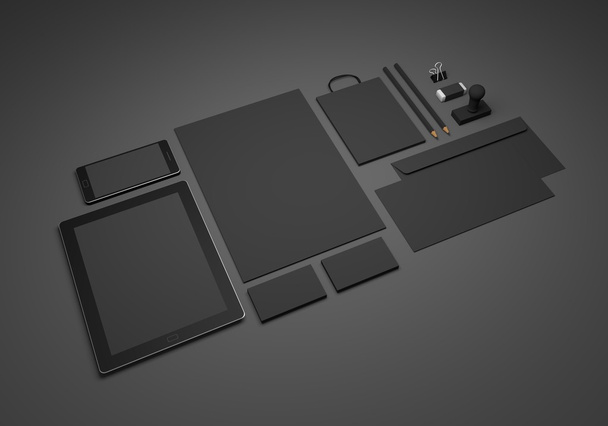 Musta 3D kuva tuotemerkin paperitavarat mockup
 - Valokuva, kuva