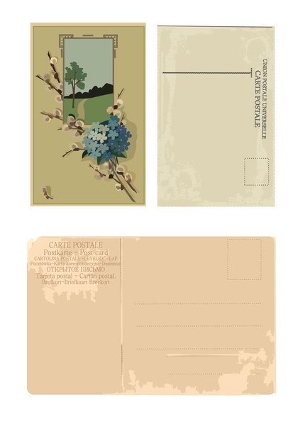 Coleção de cartões postais retro
 - Vetor, Imagem