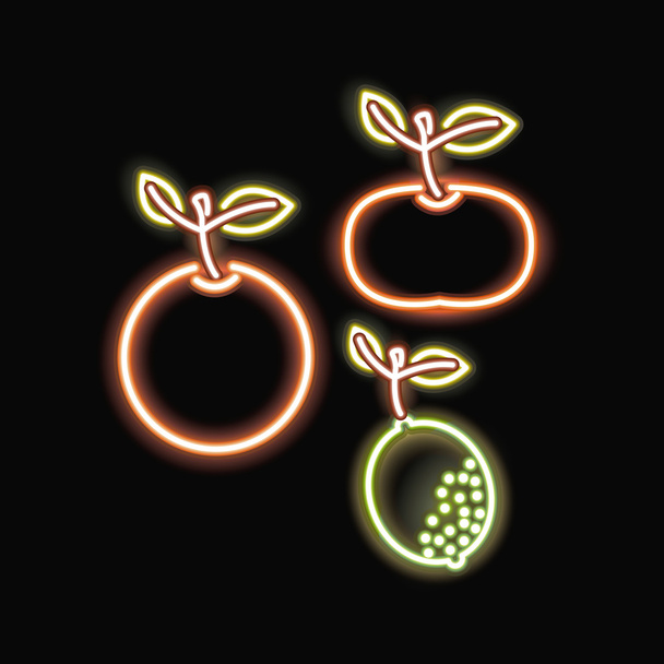 diseño de naranja y limón de mandarina de neón
 - Vector, Imagen