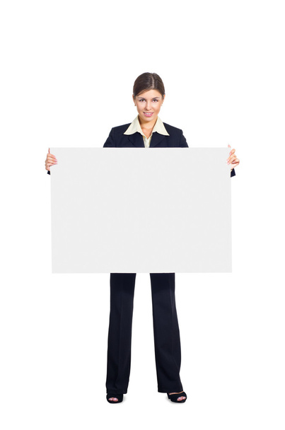 Mulher de negócios com um cartaz
 - Foto, Imagem