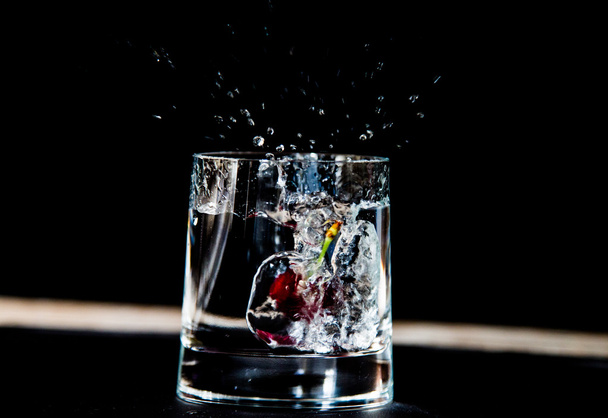 Cherry falling into a glass  - Photo, Image