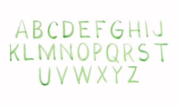 grünes Aquarell Alphabet Teil eins mit Großbuchstaben - Vektor, Bild