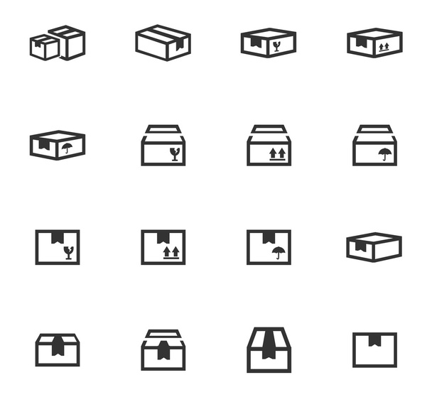 Eenvoudige pictogrammen set van vak - Vector, afbeelding