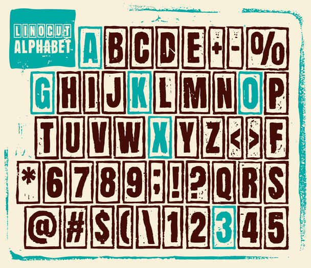 Gravierte Alphabet-Set-Illustration. - Vektor, Bild