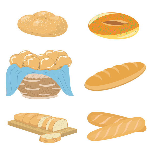 Bread and bakery icons set - Vector, Image