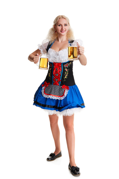 Beautiful young blond girl of oktoberfest beer stein - Foto, imagen