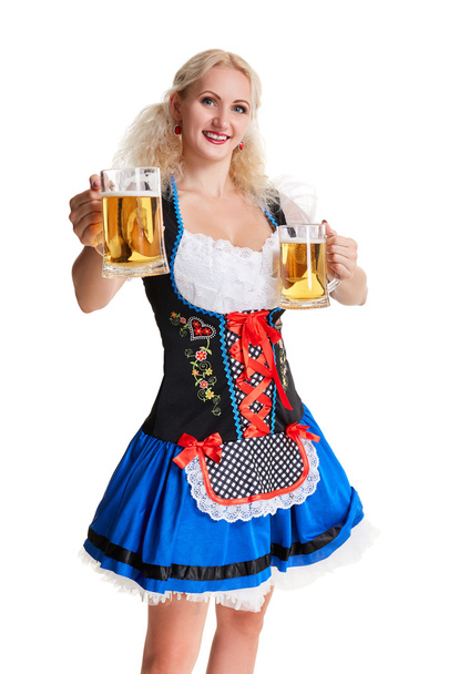 Hermosa joven rubia chica de oktoberfest cerveza stein
 - Foto, imagen