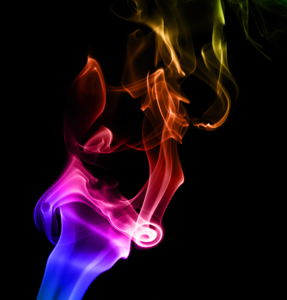 Абстрактний барвистий дим на чорному фоні 2
 - Фото, зображення