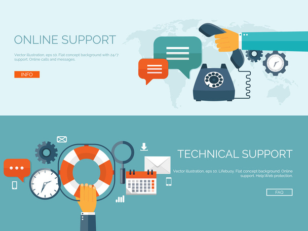 Online destek ve teknik destek kavramı - Vektör, Görsel