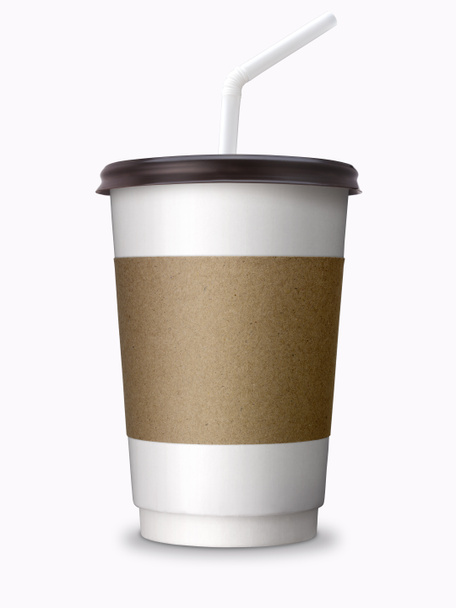 blanco papieren kop voor koffie, frisdrank, soda, limonade, SAP - Foto, afbeelding