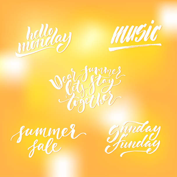 Small summer handdrawn lettering set - Vektör, Görsel