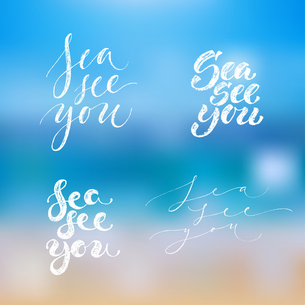Small sea hand drawn lettering set.  - ベクター画像