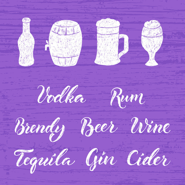 Set of alcohol kinds and sorts  - Vector, Image
