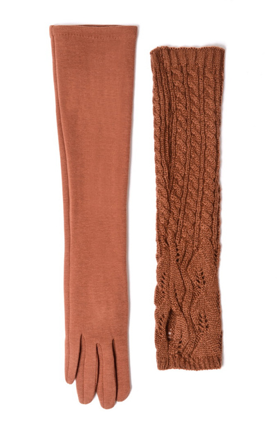 длинные перчатки оранжевый цвет изолирован на белый
 - Фото, изображение