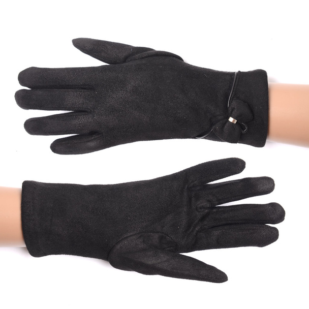 women's black gloves isolated on white - Photo, Image