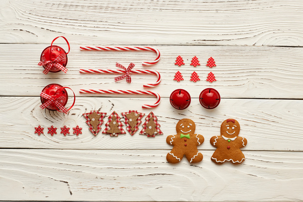 Christmas cookies, candies and decorations - Foto, Imagem
