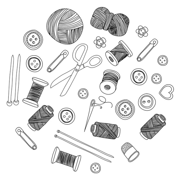 Vector sewing and needlework icons - Vector, Image