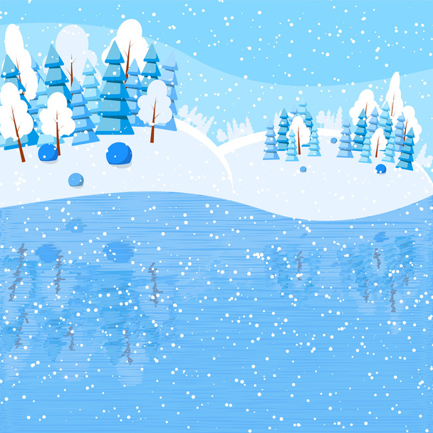 Bannière paysage horizontal d'hiver Style plat
 - Vecteur, image