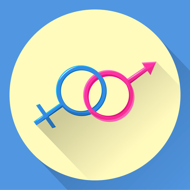 Gender symbol of man and woman. Flat style. Vector illustration - Vektör, Görsel