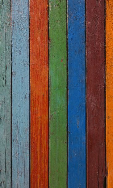 Multicolor painted old grunge wooden planks - 写真・画像